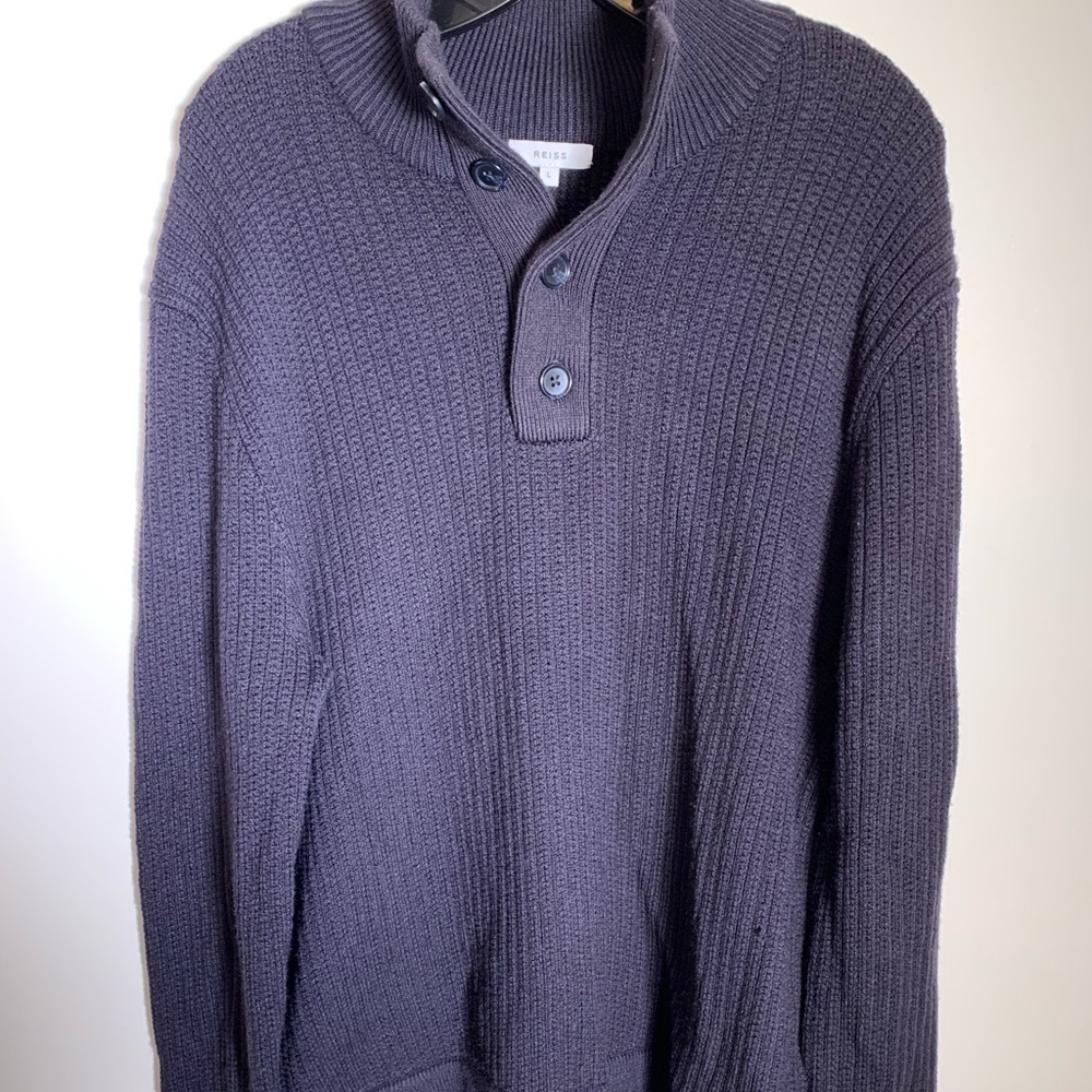 Reiss wool collar sweater knitted men size Large